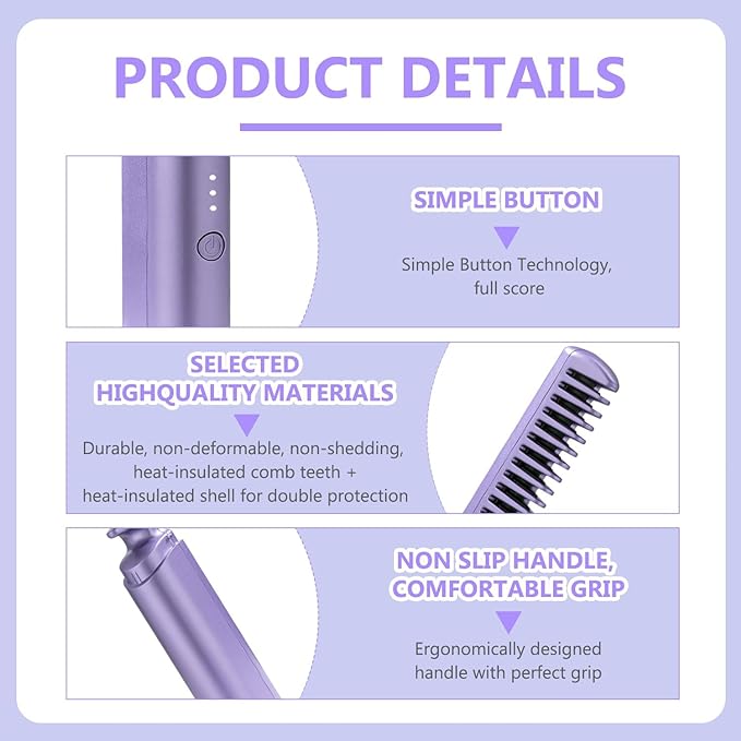 GloWave™ Cordless Rechargeable Hair Straightening Comb