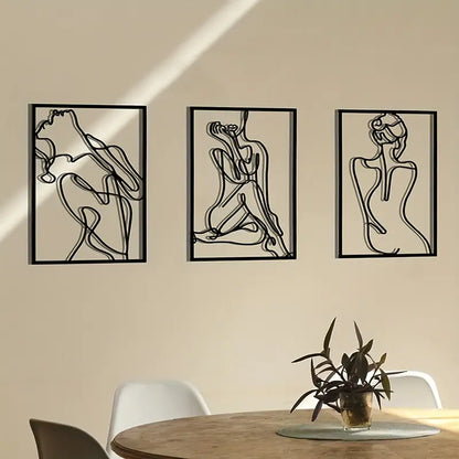 Abstract Women Metallic Wall Art Set